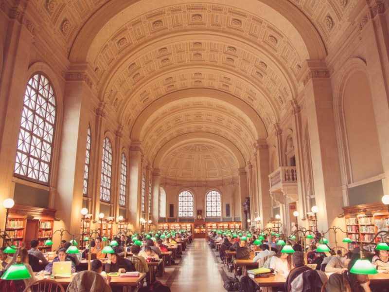 The reading room at the Boston Public Library